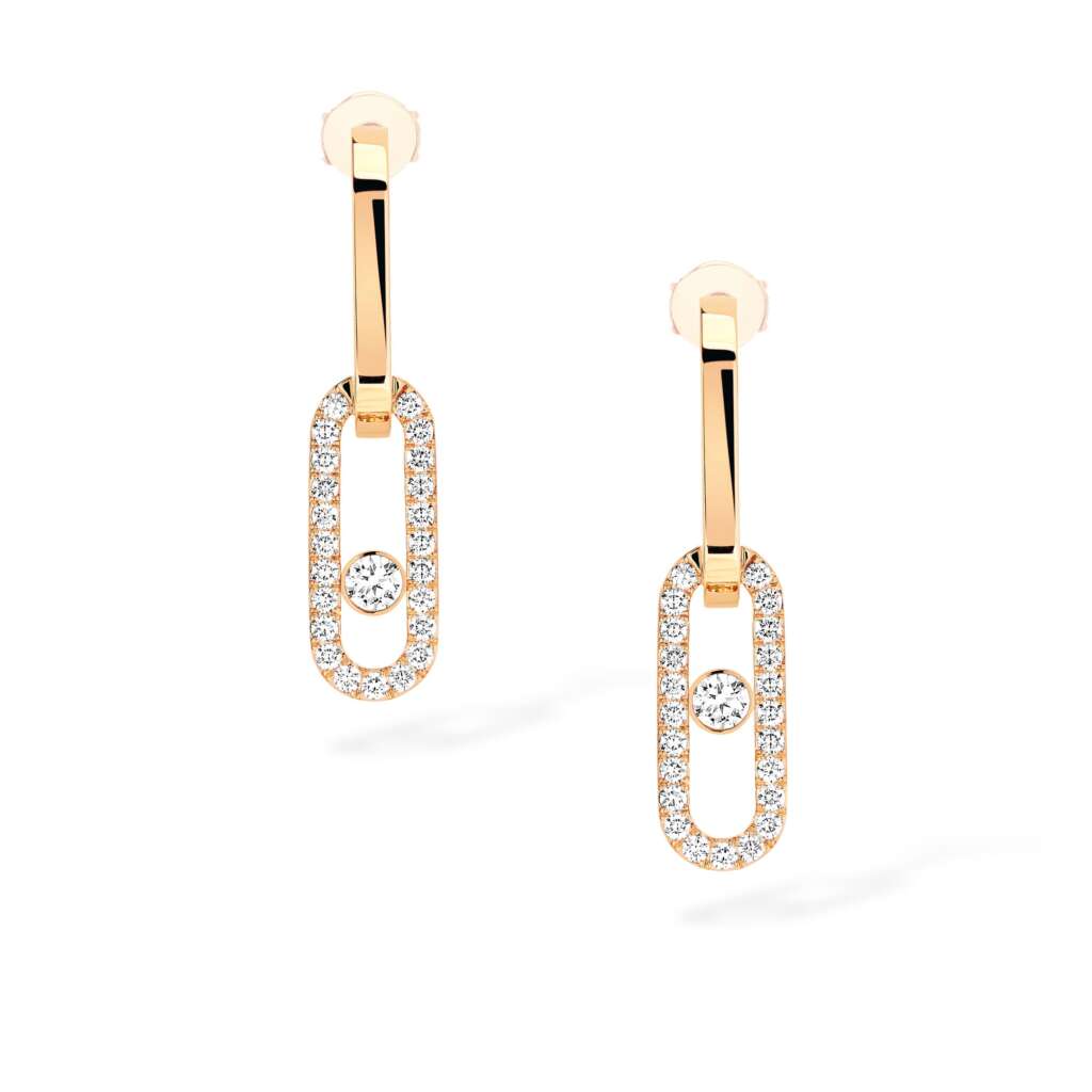 YELLOW GOLD MOVE LINK DIAMOND EARRINGS