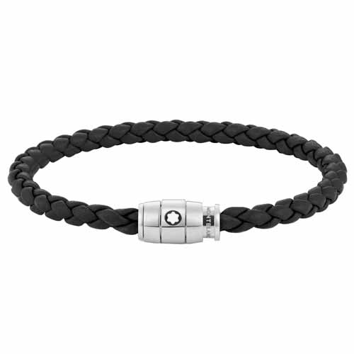 Montblanc 3 Rings Bracelet in Soft Leather Black