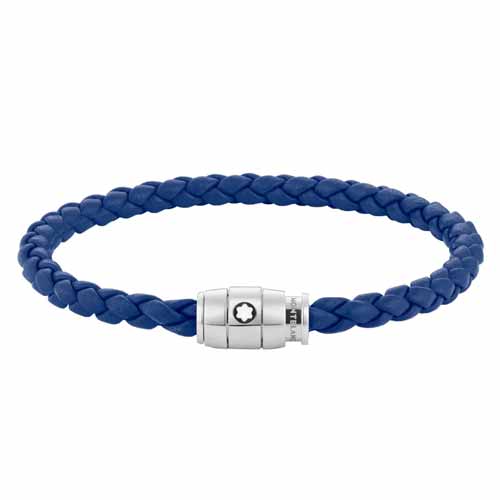 Montblanc 3 Rings Bracelet in Soft Leather Blue