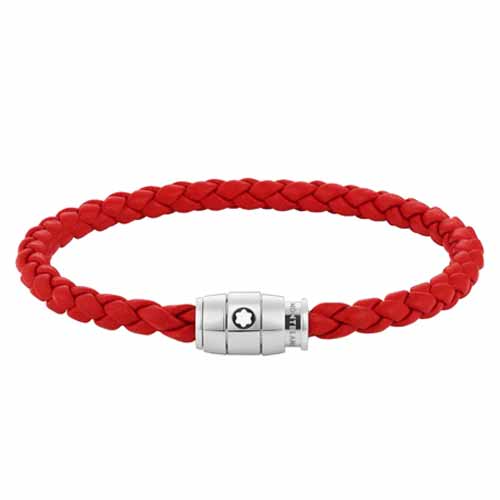 Montblanc 3 Rings Bracelet in Soft Leather Red