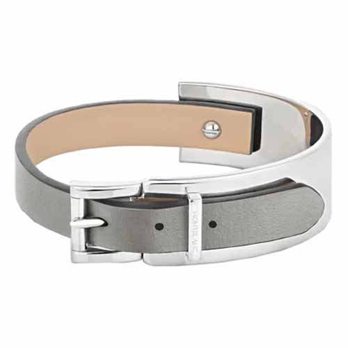 Montblanc Bracelet Steel And Grey Leather