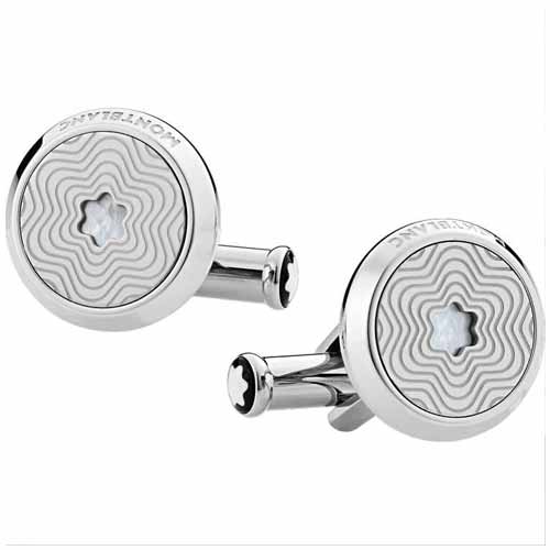 Montblanc Cufflinks with Mother-of-Pearl Snowcap Emblem