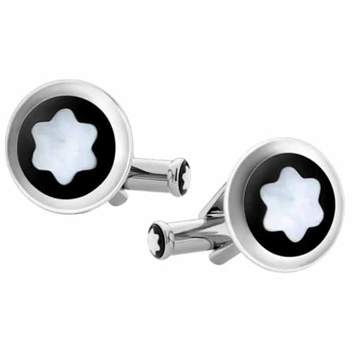 Montblanc Cufflinks with Mother-of-Pearl Snowcap Emblem
